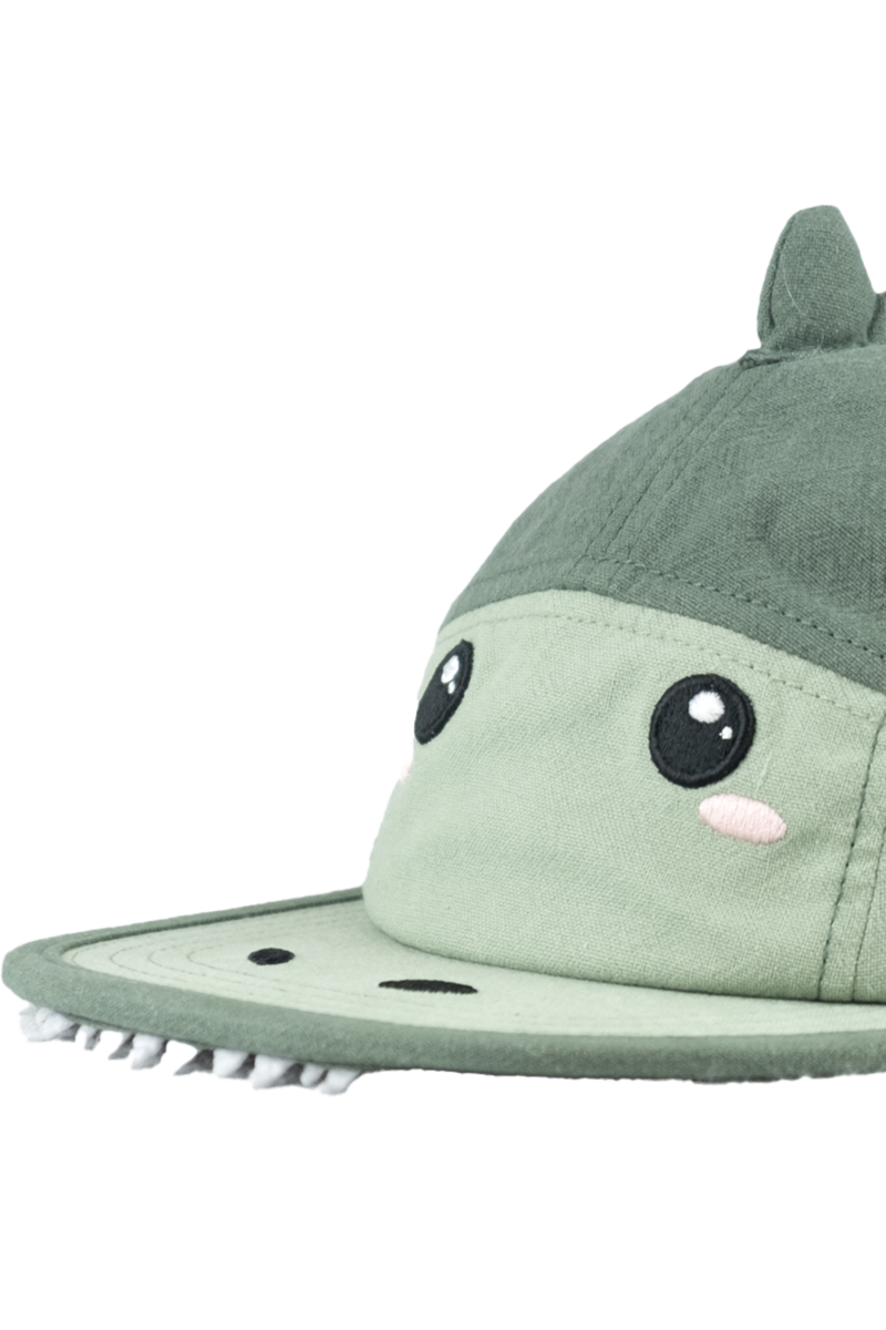 Kinder Cap aus Baumwolle und Leinen mit Dino-Design grn Bild 2