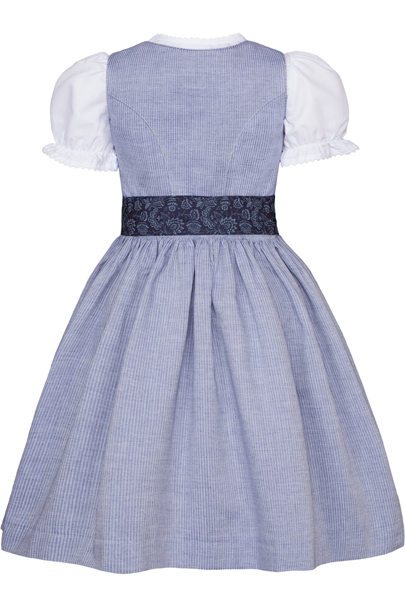 Kinderdirndl mit Steifen, floraler Schrze und Bluse blau Bild 2