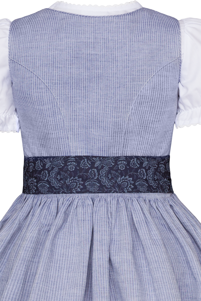 Kinderdirndl mit Steifen, floraler Schrze und Bluse blau Bild 2
