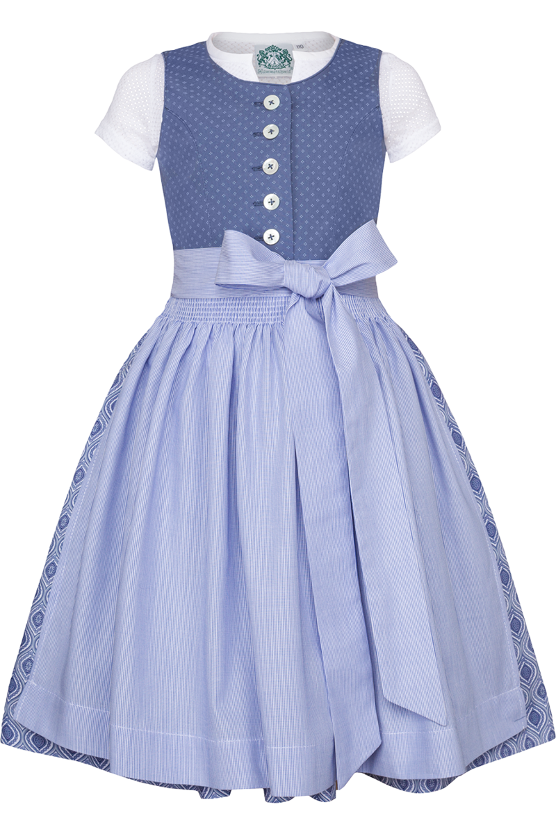 Kinder Baumwolldirndl mit Bluse blau