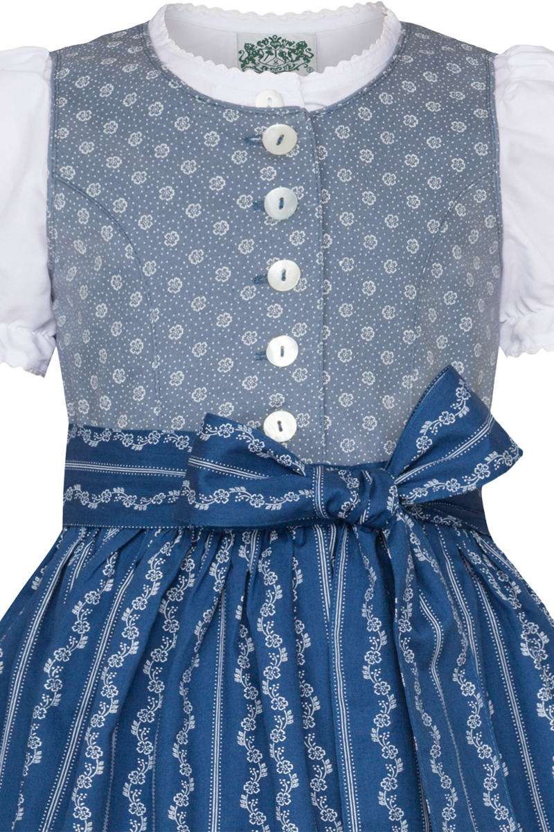 Kinderdirndl aus Baumwolle mit Bluse hellblau Bild 2