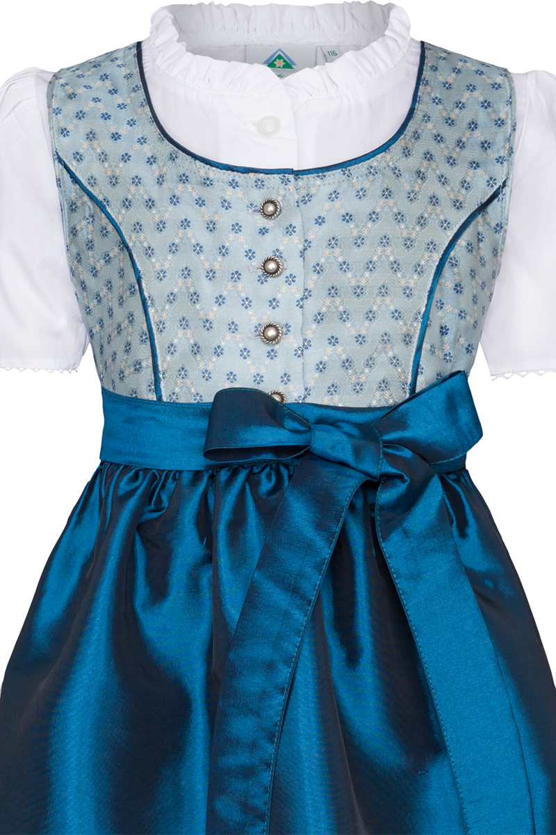 Kinderdirndl mit Blumenmuster und Bluse blau Bild 2