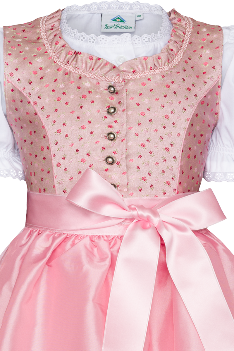 Kinderdirndl mit Bluse und Blumenmuster rosa Bild 2