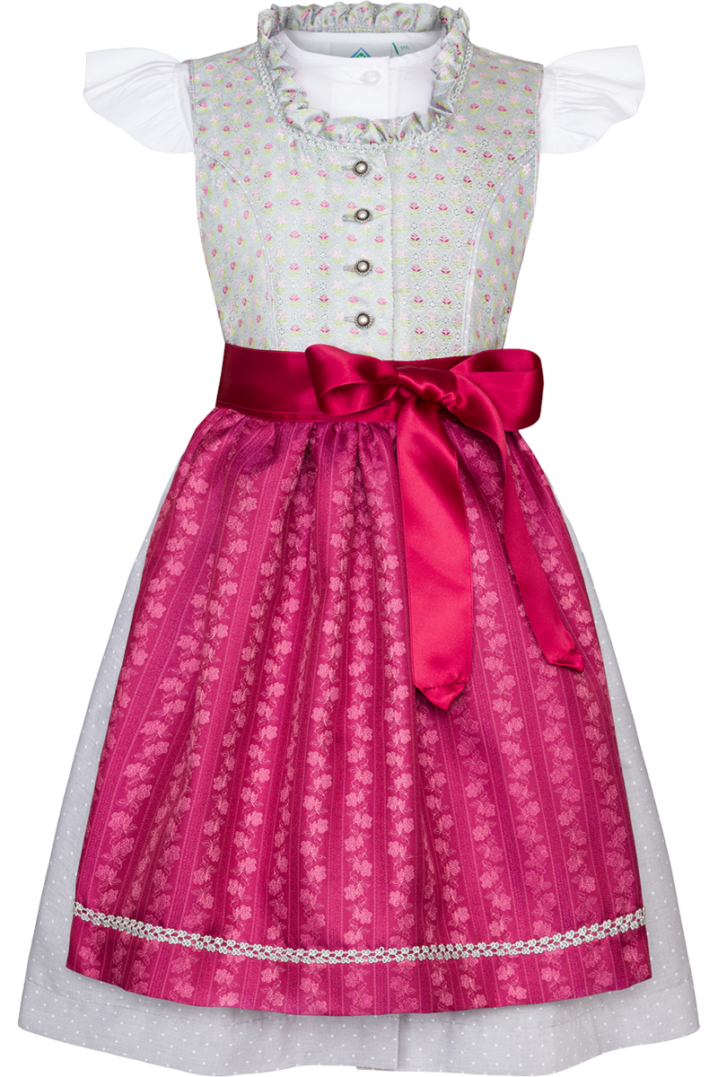 Kinderdirndl mit Blumenmuster und Bluse trkis/beere