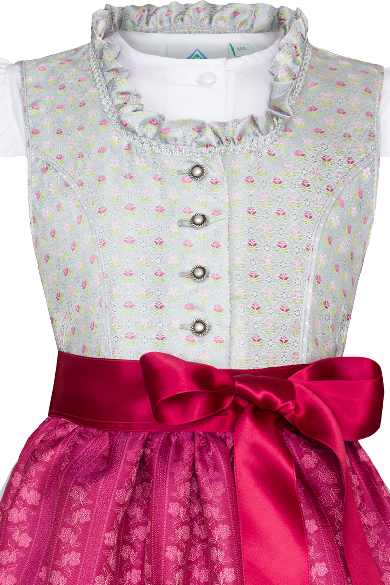 Kinderdirndl mit Blumenmuster und Bluse trkis/beere Bild 2