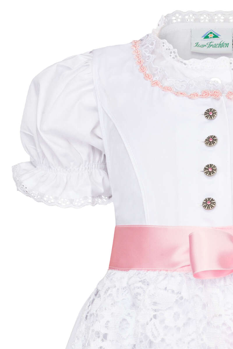 Baby Kinder Taufdirndl Kommuniondirndl mit Bluse weiss Bild 2