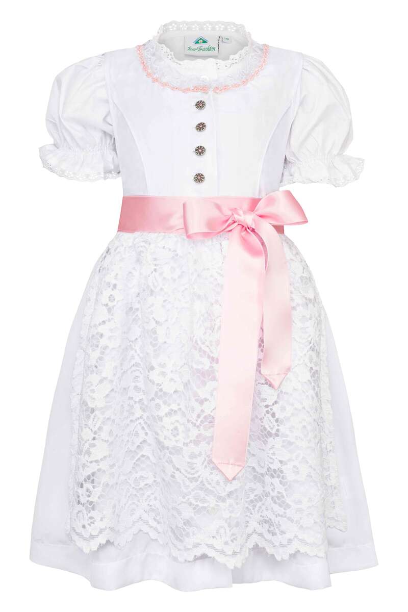 Baby Kinder Taufdirndl Kommuniondirndl mit Bluse weiss