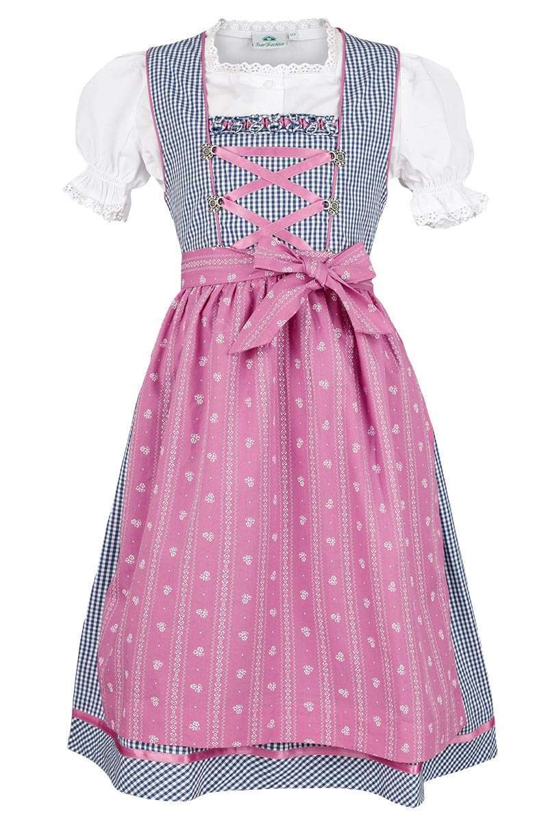 Kinderdirndl marine pink mit Bluse