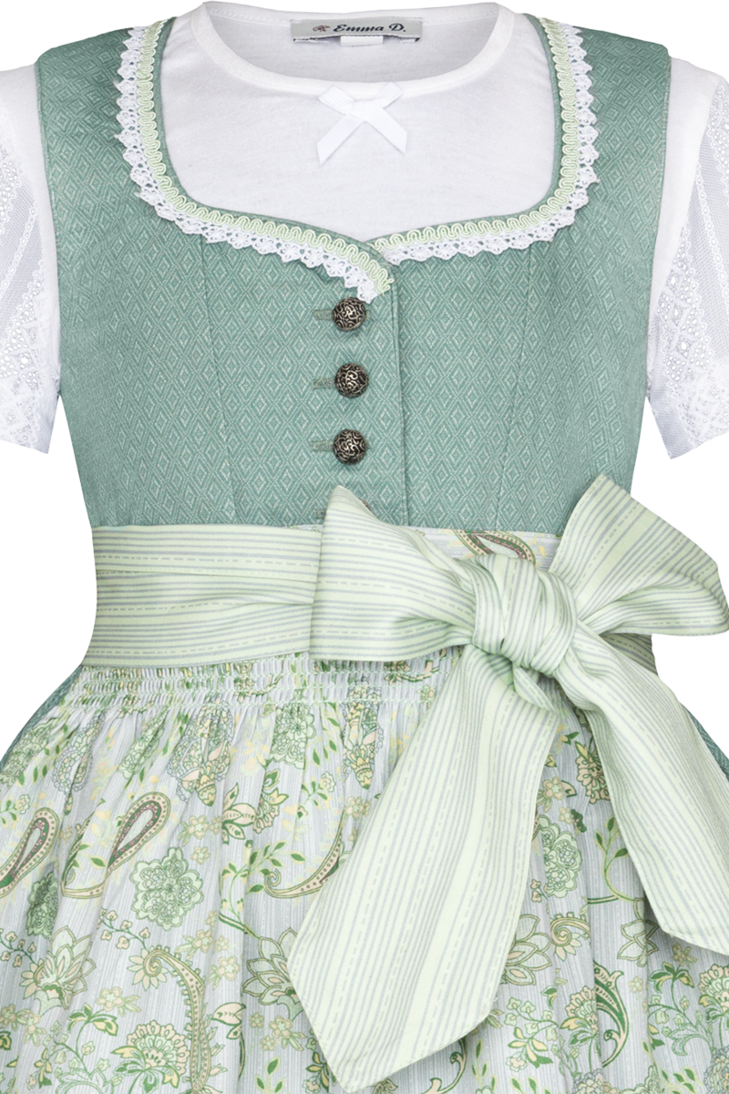 Kinder-Baumwolldirndl mit Bluse mintgrn Bild 2
