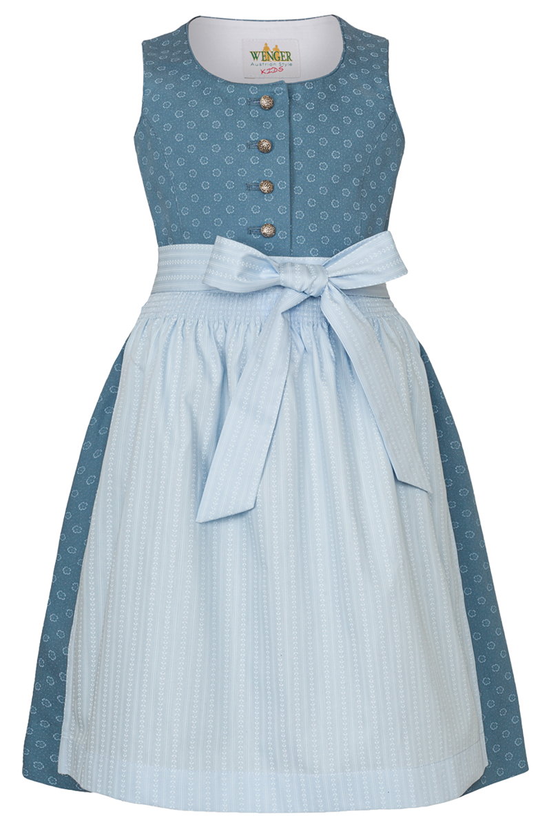 Kinderdirndl aus Baumwolle petrol