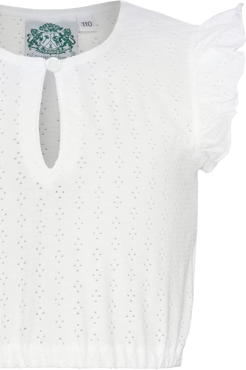 Kinder Dirndlbluse mit Flgelrmeln und Lochmuster wei Bild 2