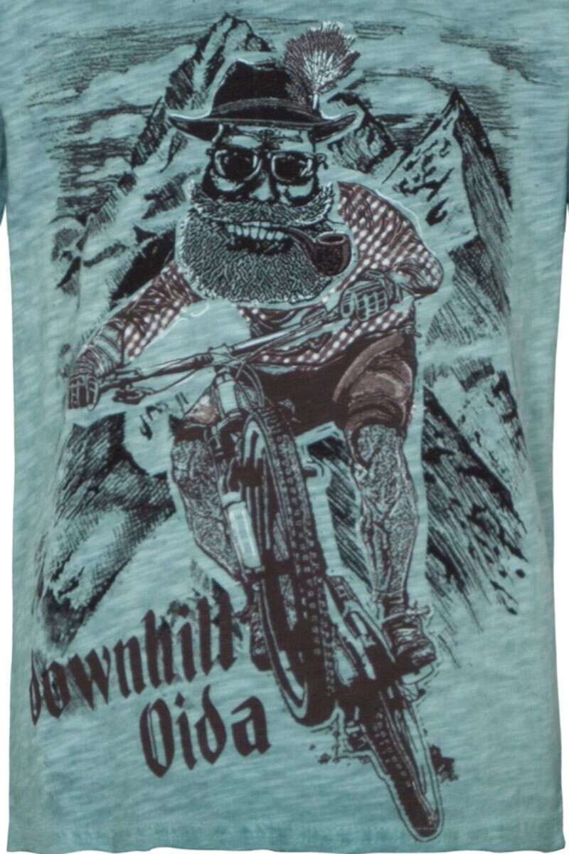 Kinder Trachten-T-Shirt 'downhill' türkis Bild 2