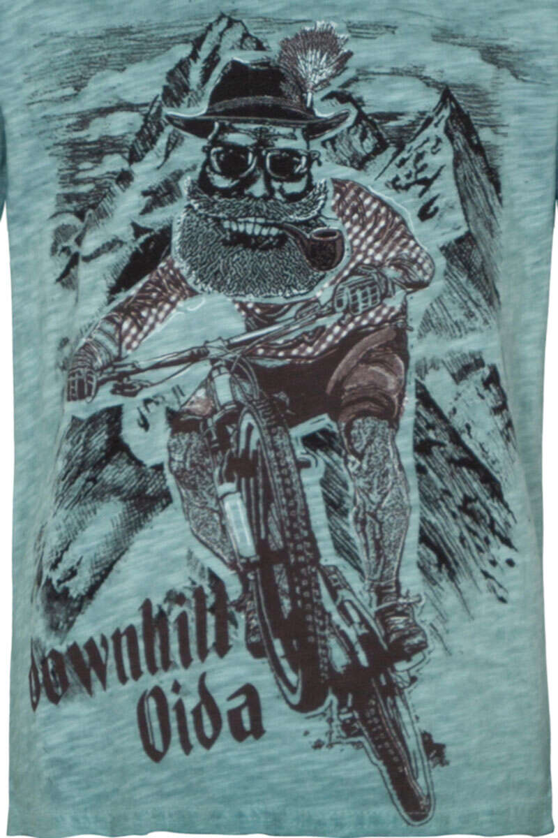 Kinder Trachten-T-Shirt 'downhill' trkis Bild 2