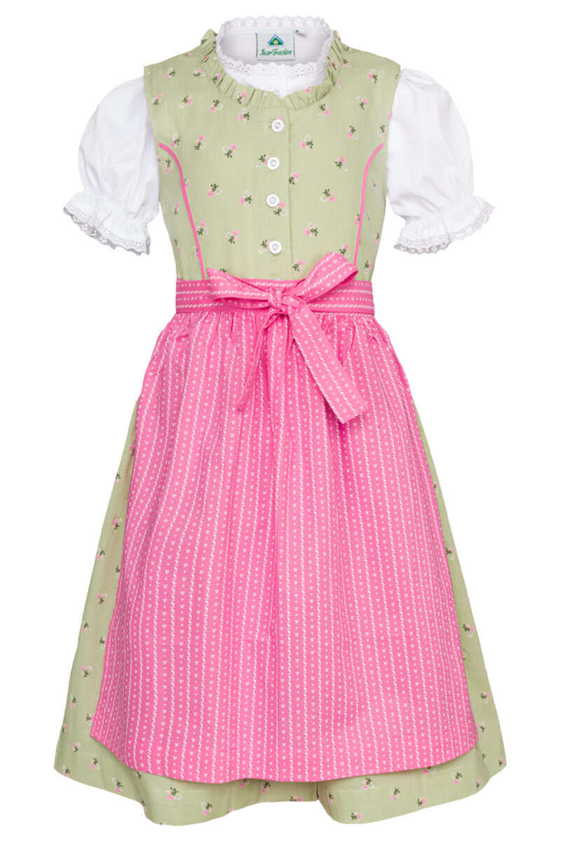 Baby- und Mdchendirndl mit Bluse hellgrn rosa