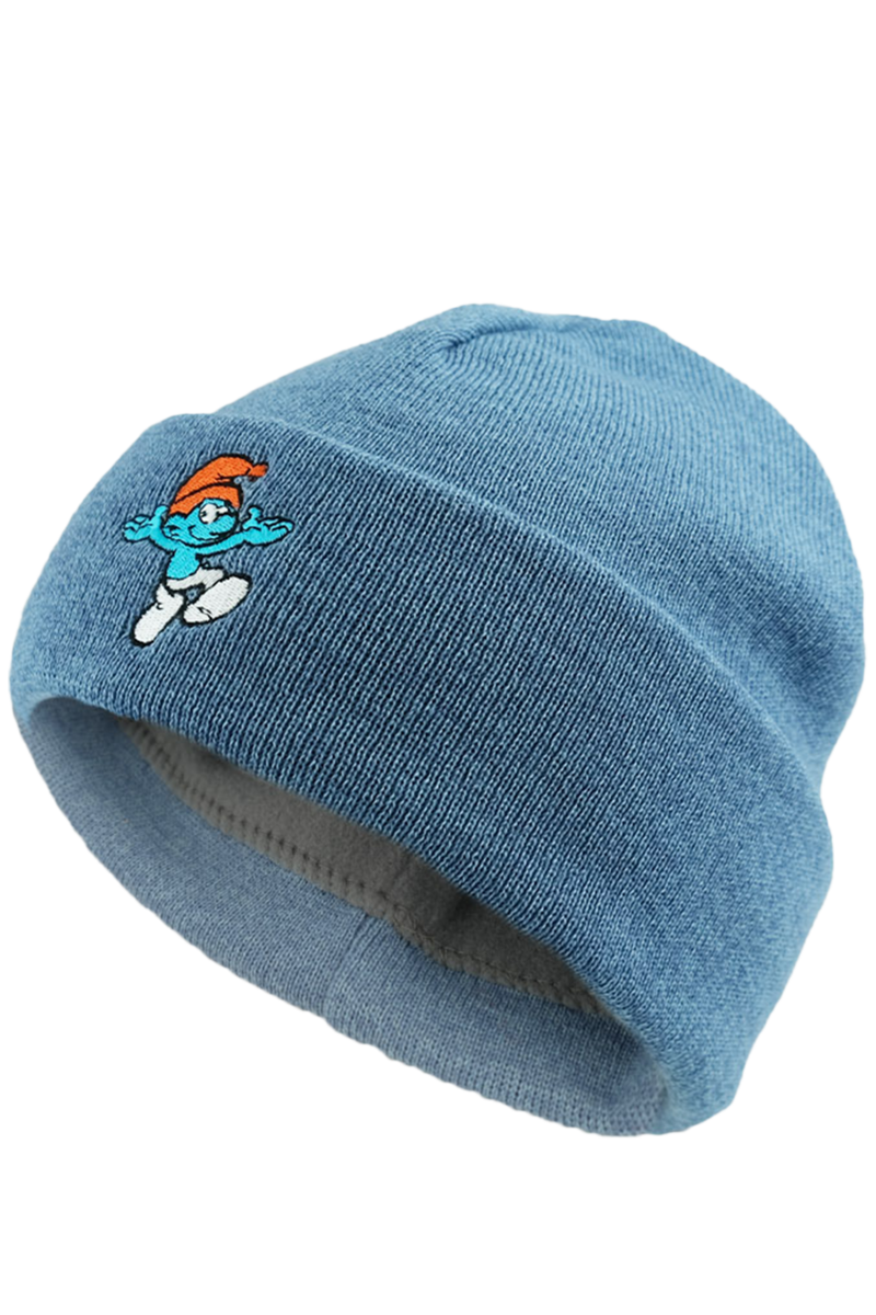 Kinder Strickmtze Schlumpf hellblau