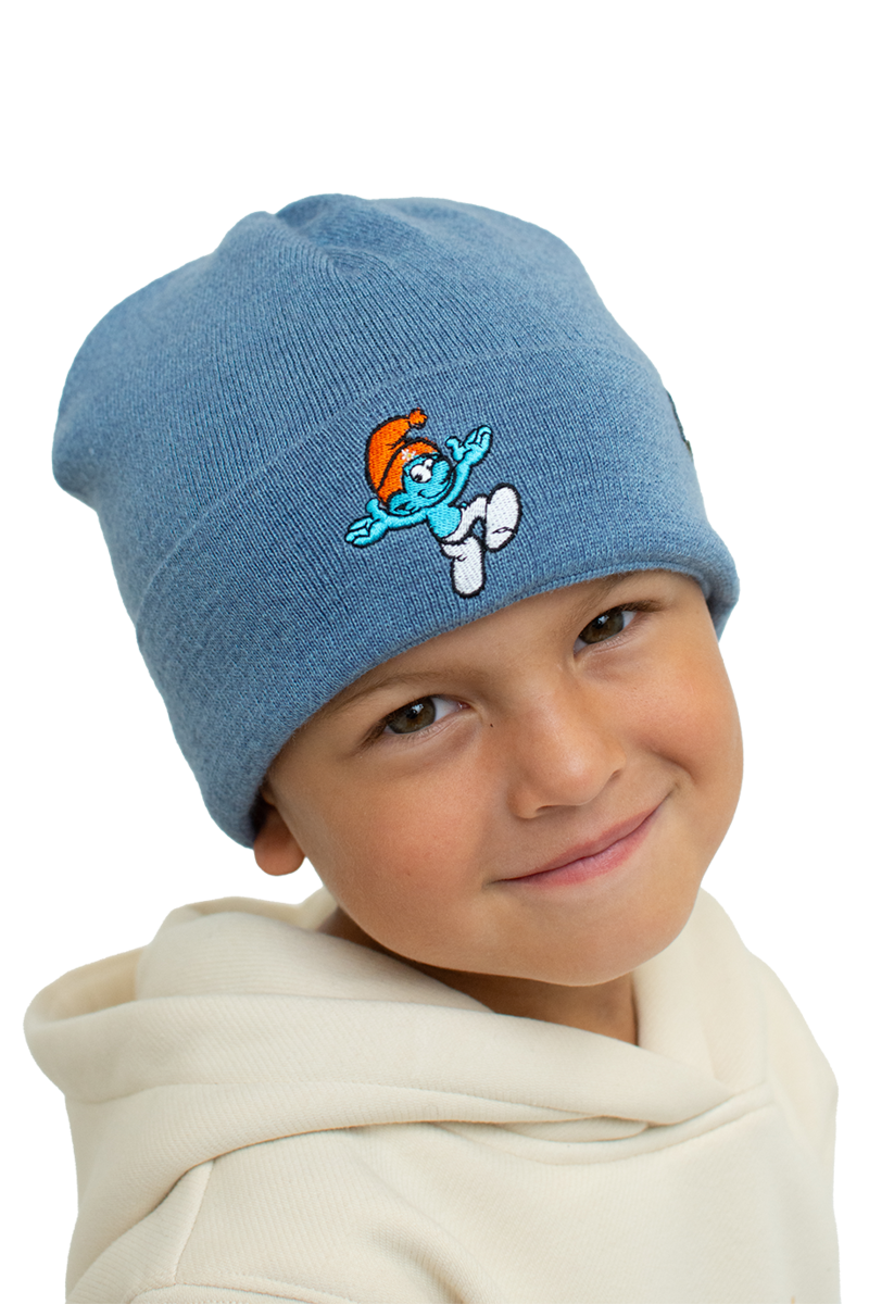 Kinder Strickmtze Schlumpf hellblau Bild 2