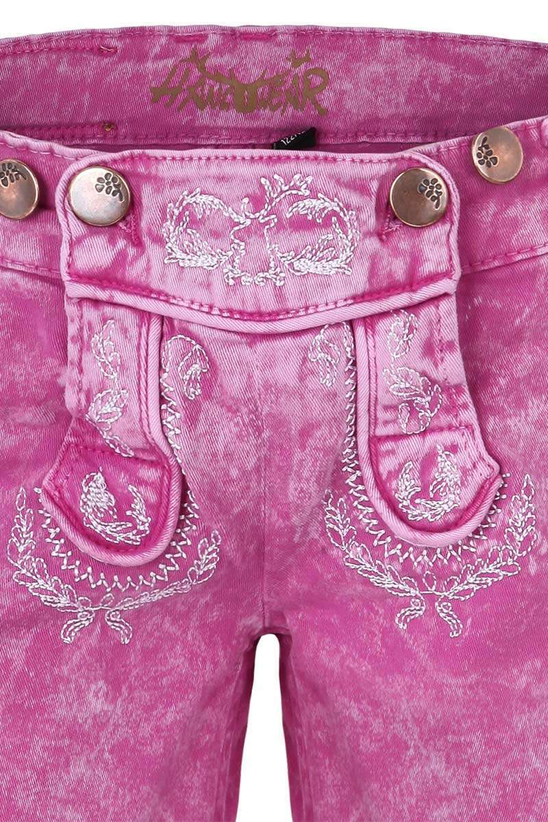 Mdchen Jeansshort in Lederhosenoptik pink Bild 2