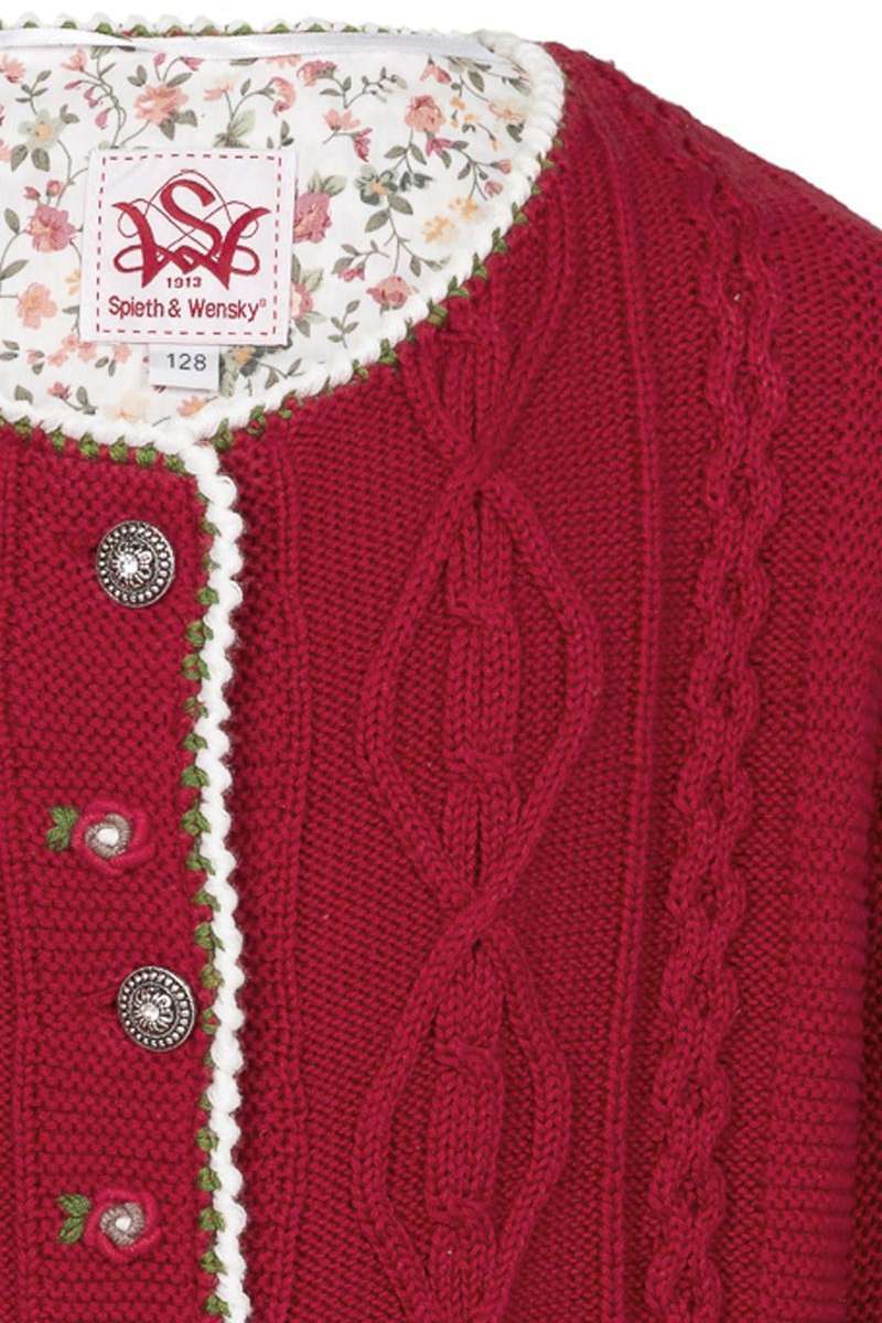 Trachten Kinder Strickjacke mit Zopfmuster rot Bild 2