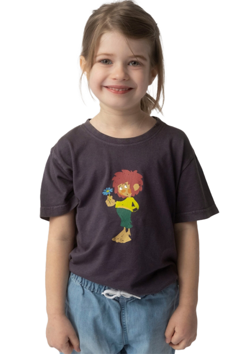 Kinder T-Shirt 'Pumuckl Blume' grau