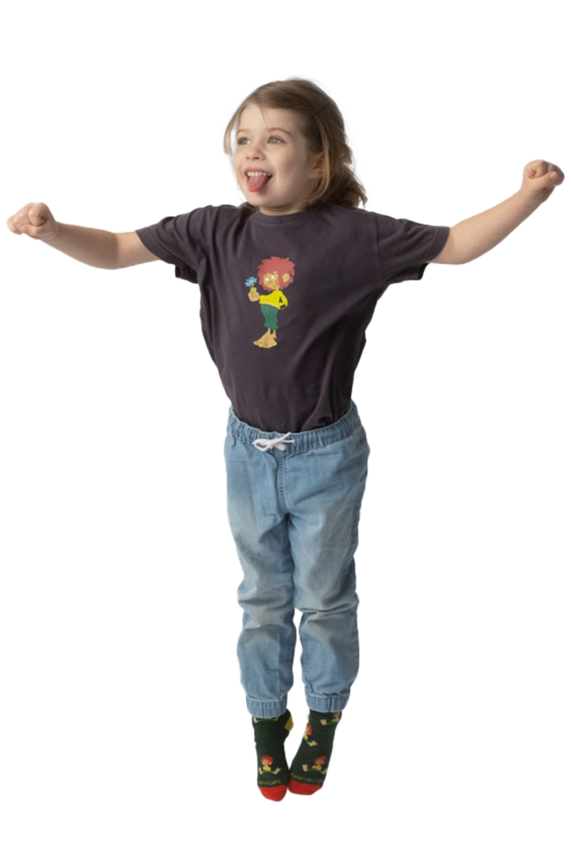 Kinder T-Shirt 'Pumuckl Blume' grau Bild 2