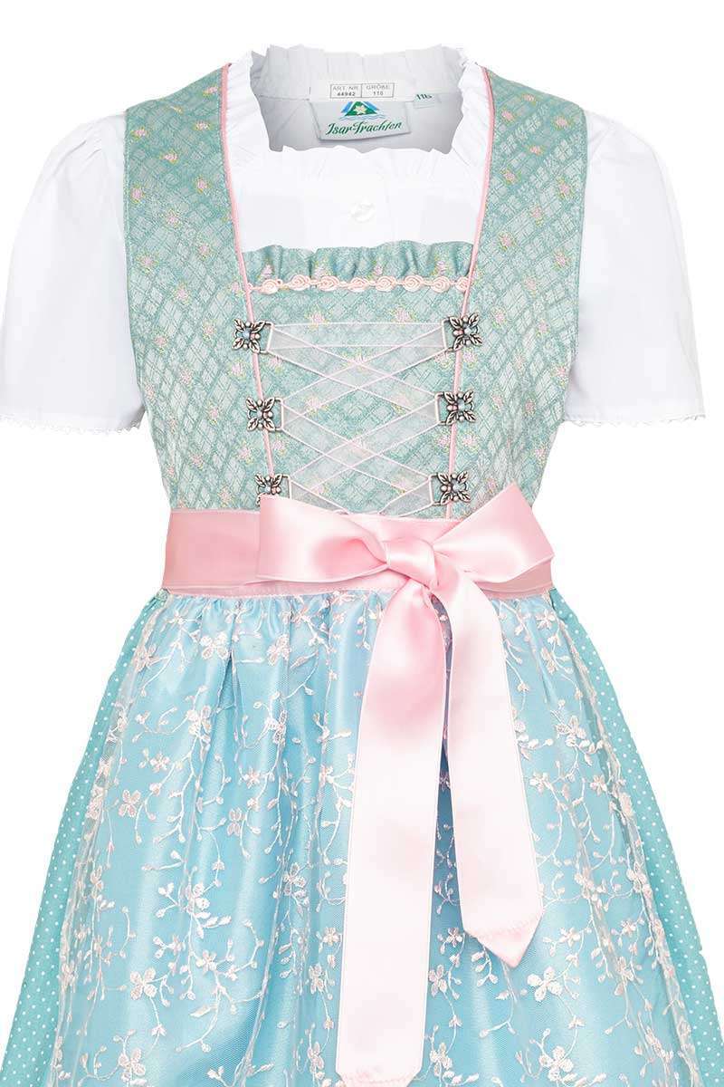 Kinderdirndl Teeniedirndl mit Bluse trkis Bild 2