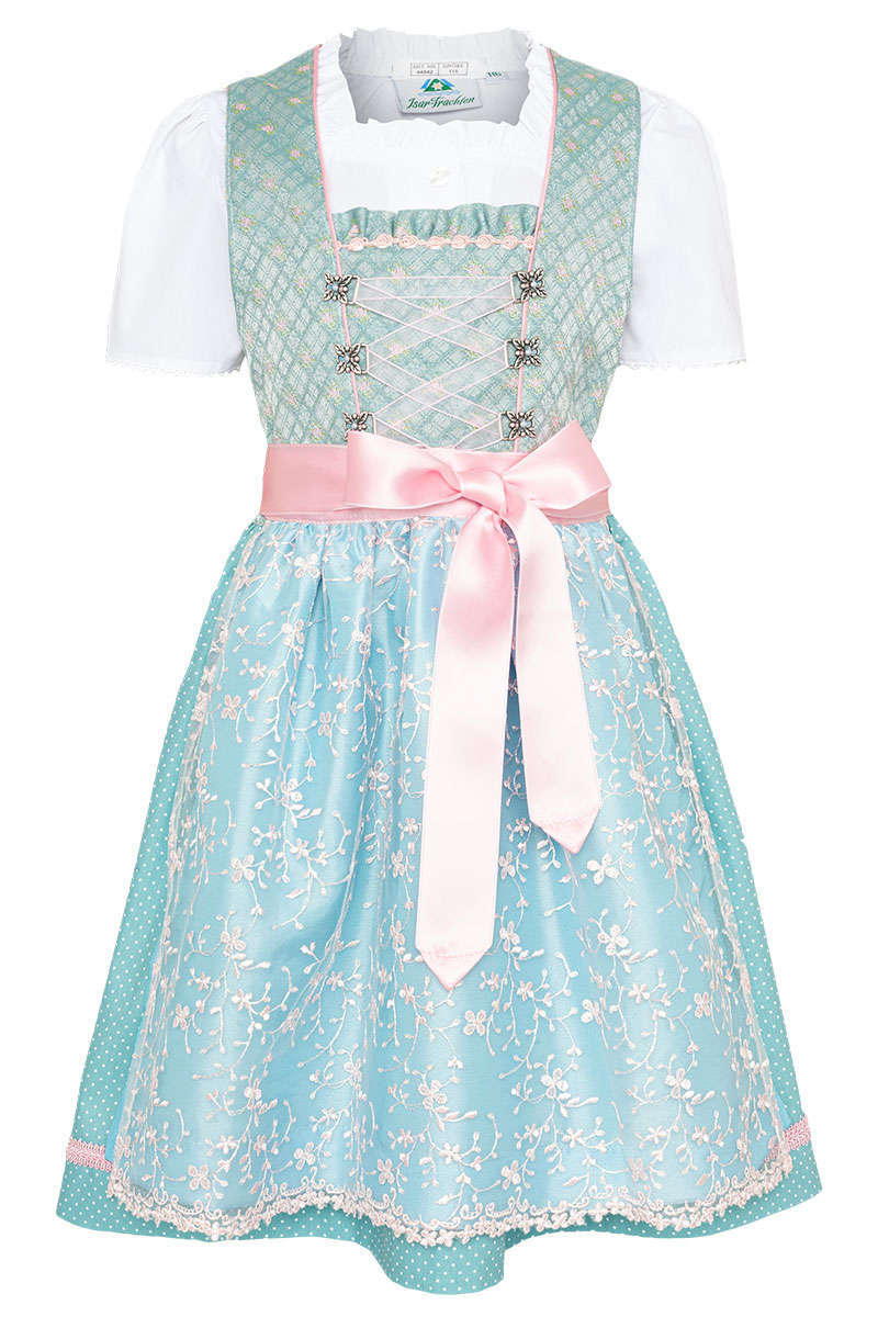 Kinderdirndl Teeniedirndl mit Bluse trkis