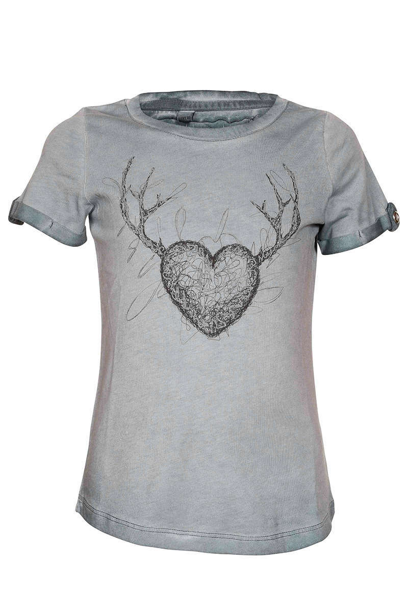 Mädchen T-Shirt mit Herz blau grau