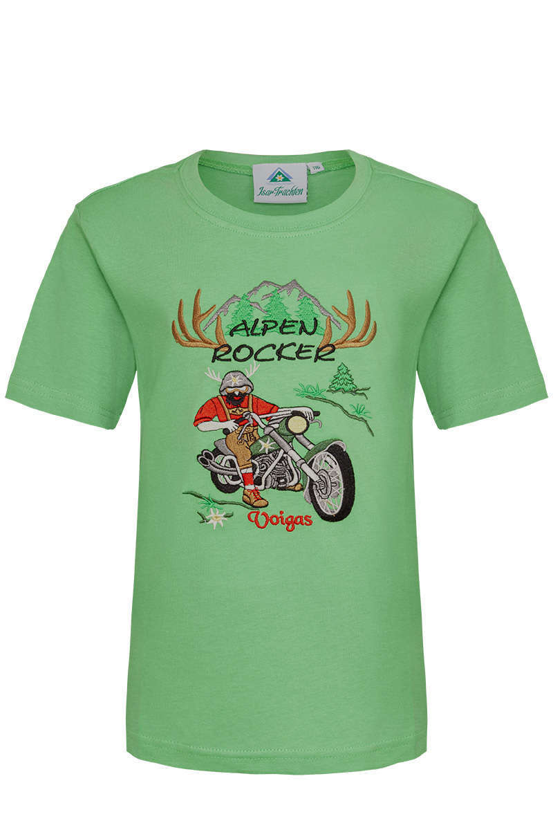 Kinder T-Shirt 'Alpen Rocker' mit Motorrad grn