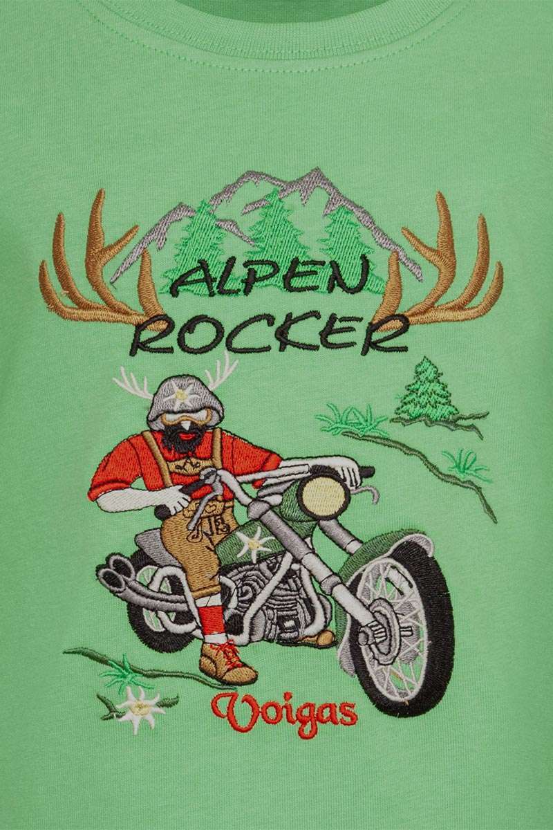 Kinder T-Shirt 'Alpen Rocker' mit Motorrad grn Bild 2