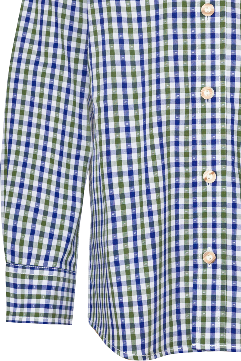 Kinder Trachtenhemd kariert Langarm blau/tanne Bild 2
