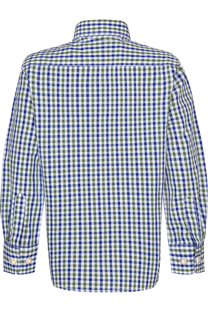 Kinder Trachtenhemd kariert Langarm blau/tanne Bild 2
