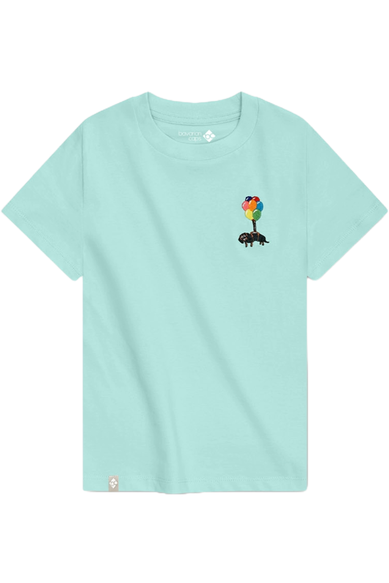 Kinder T-Shirt mit Dackelstickerei 'Dackelexpress' hellblau