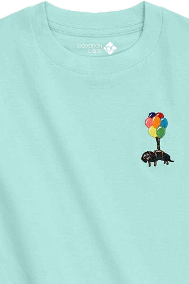 Kinder T-Shirt mit Dackelstickerei 'Dackelexpress' hellblau Bild 2