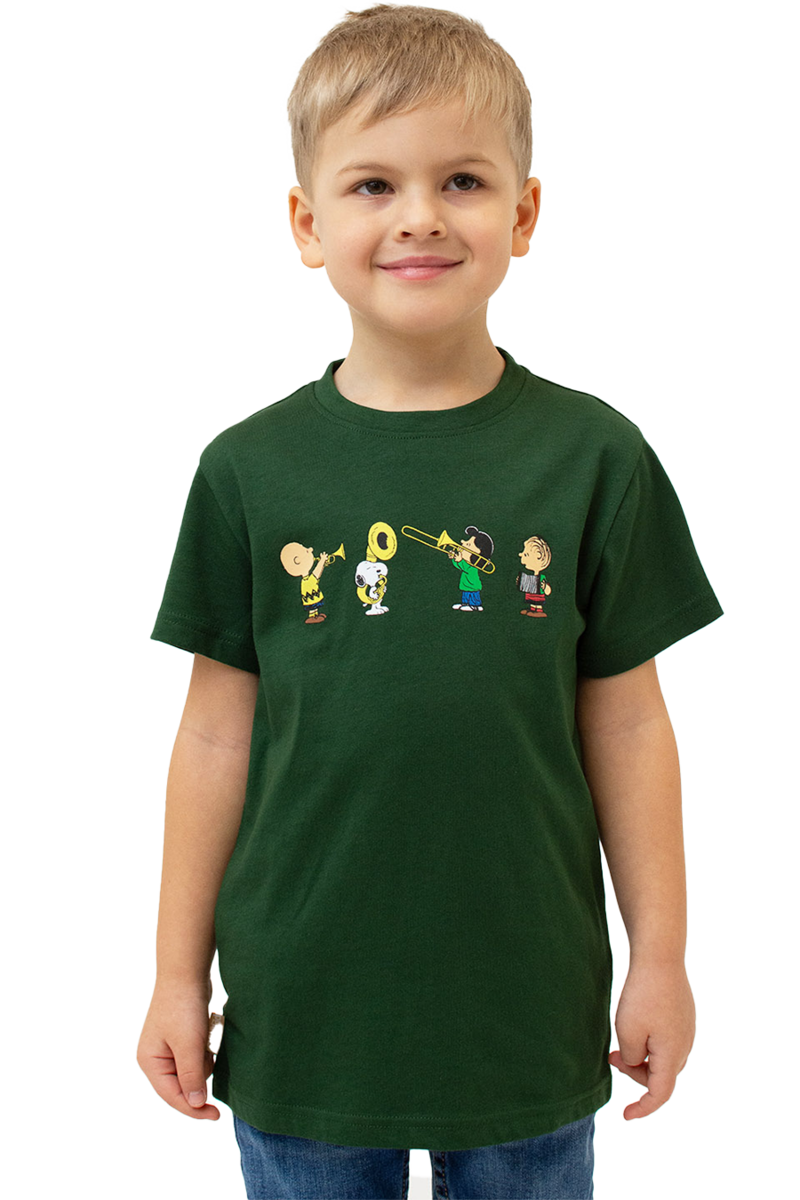 Kinder T-Shirt mit Druck 'Peanuts Blaskapelle' dunkelgrn Bild 2