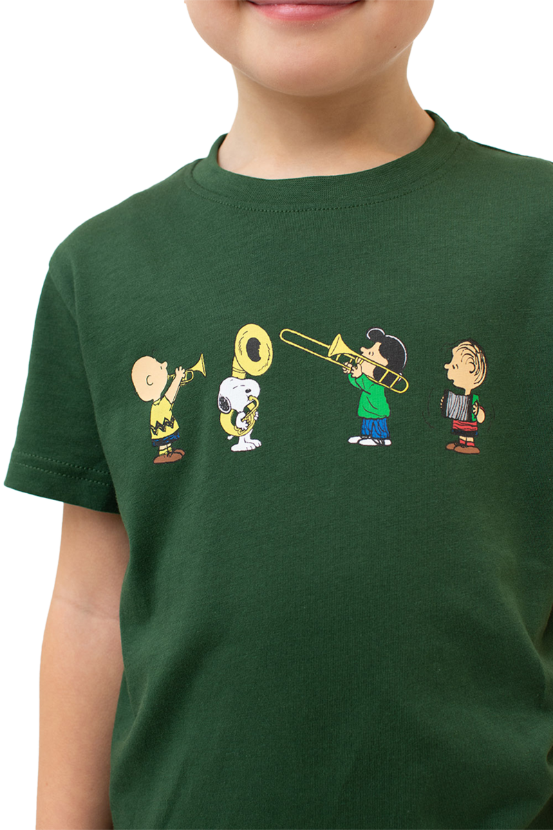 Kinder T-Shirt mit Druck 'Peanuts Blaskapelle' dunkelgrn Bild 2