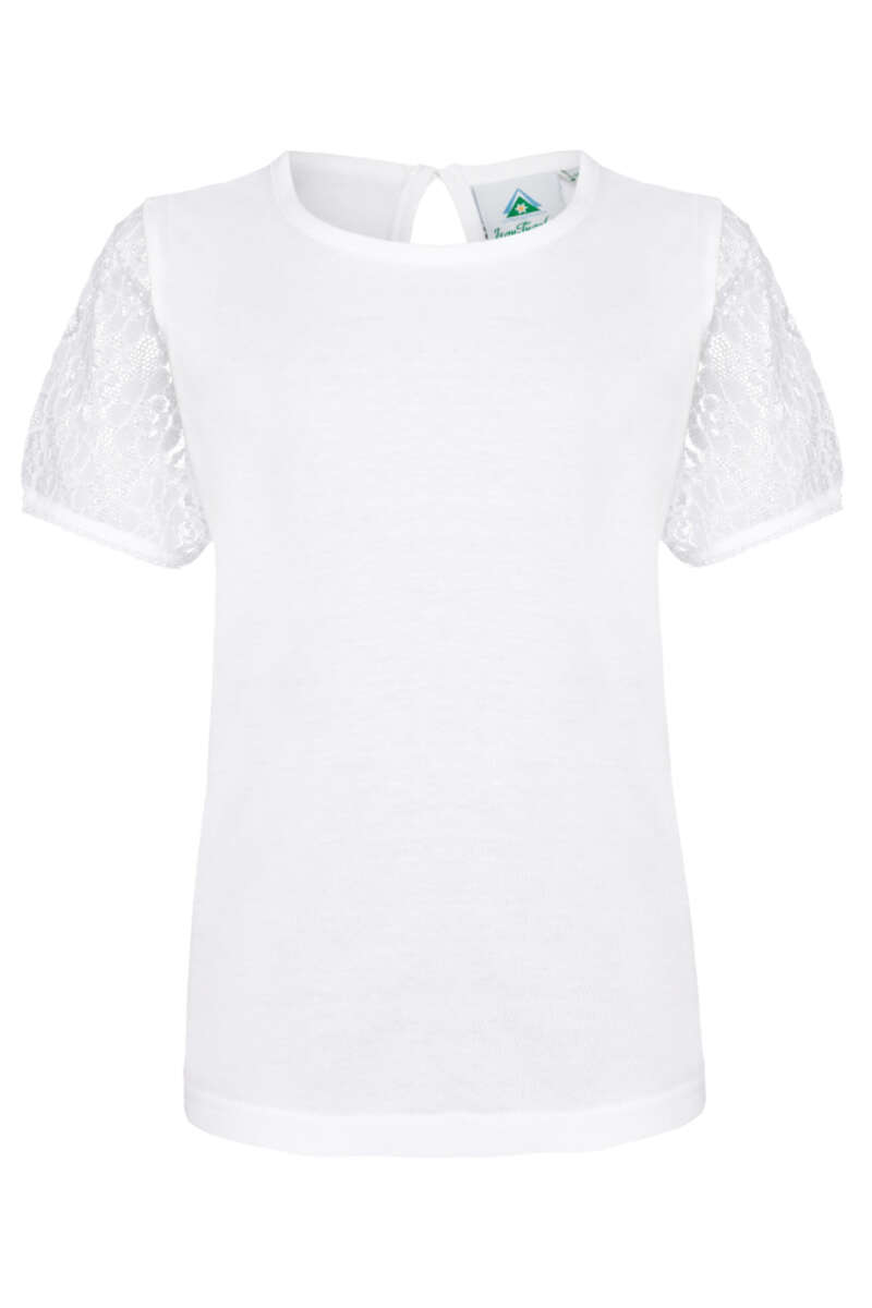 Mdchen Trachten T-Shirt Spitzenrmel weiss