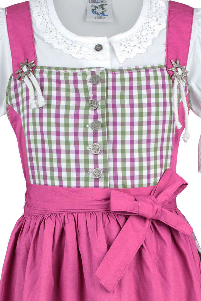 Kinderdirndl mit Bluse grn-wei-pink kariert 'Rosina' Bild 2