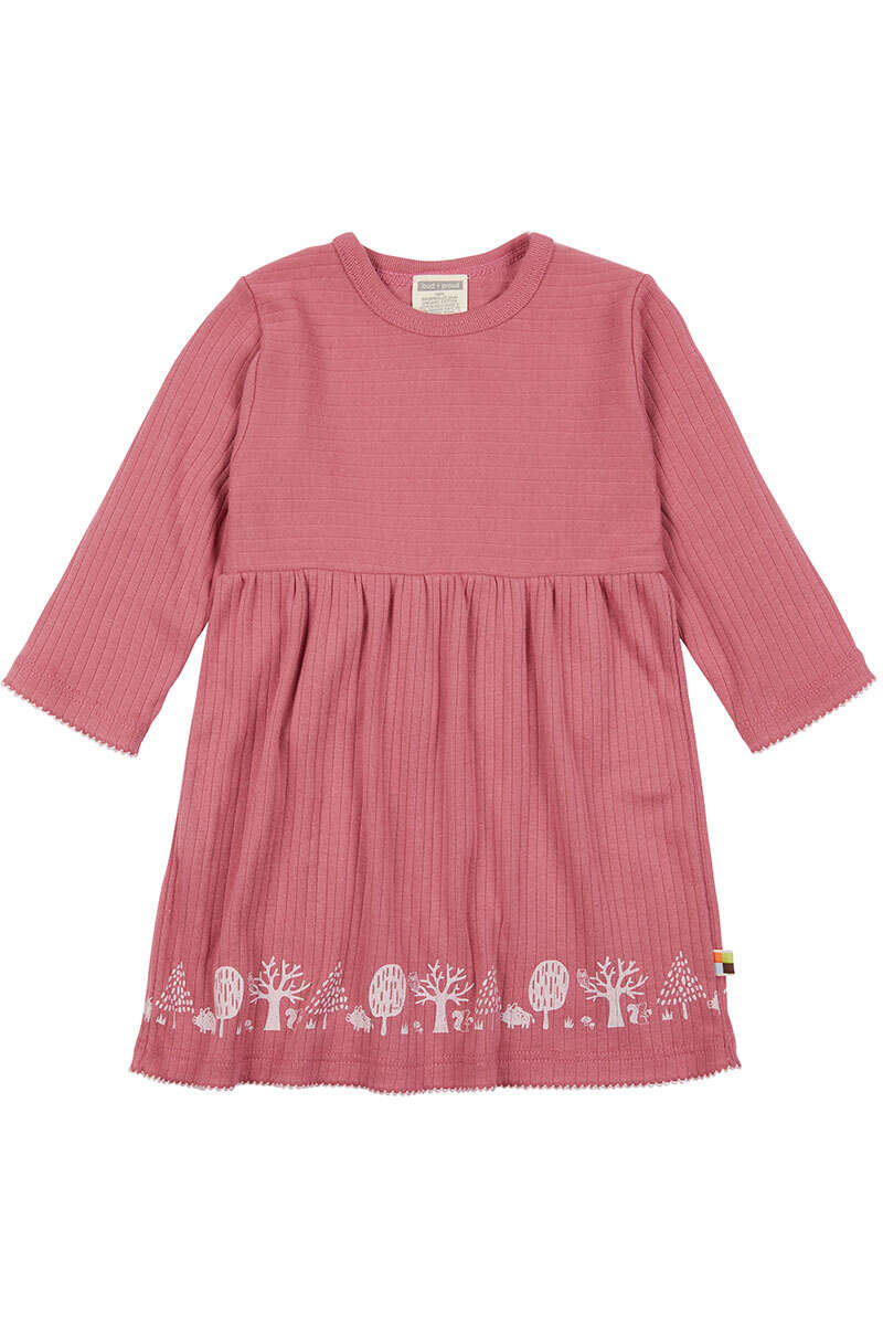 Kleidchen Waldtiere Baby und Kleinkind langarm mauve