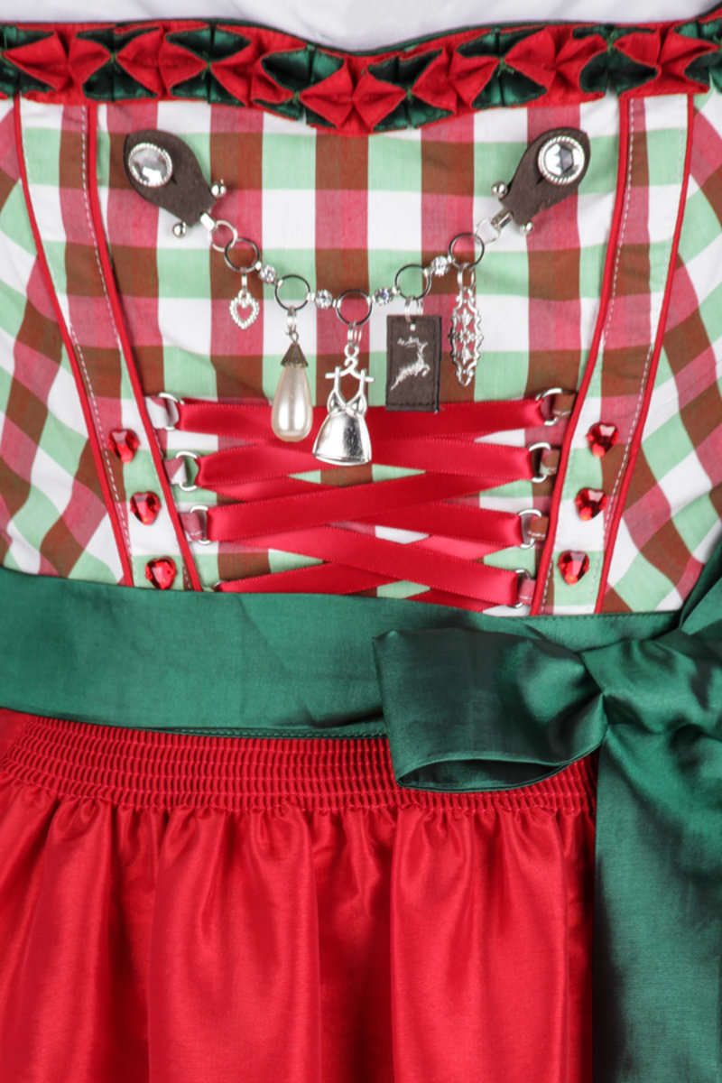 Knielanges Dirndl grn rot-wei-kariert 'Emma' Bild 2