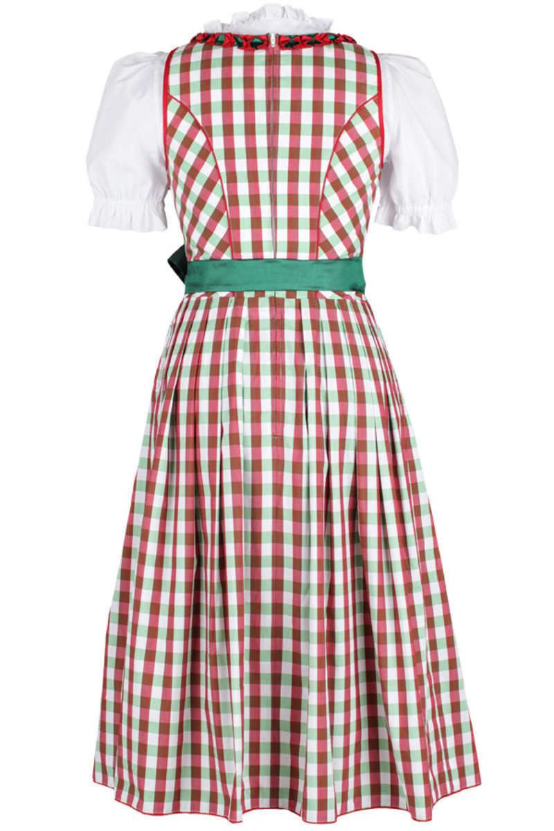 Knielanges Dirndl grn rot-wei-kariert 'Emma' Bild 2