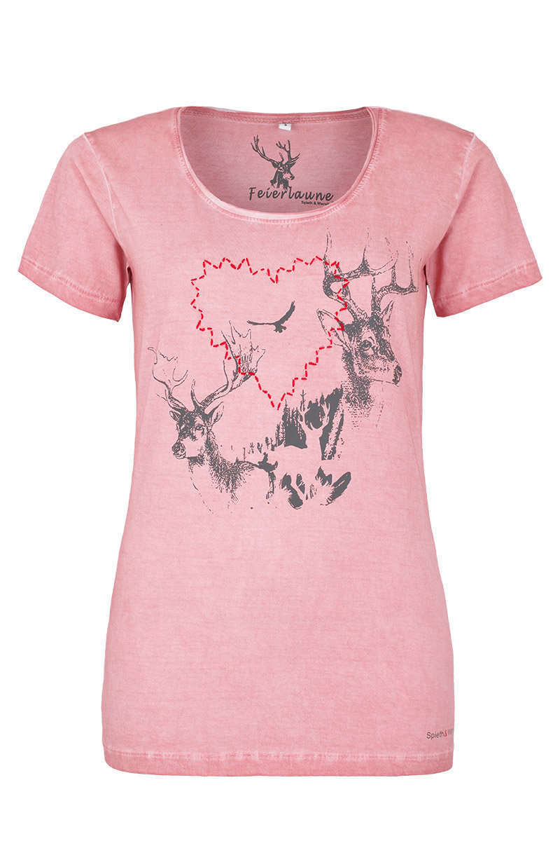 Damen Trachten T-Shirt Herz erdbeere