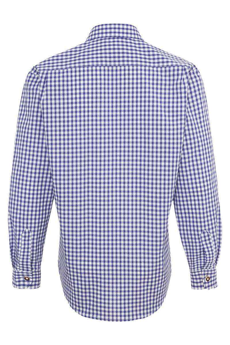 Herren Trachten-Krempelarm-Hemd Regular Fit mit Stickerei blau Bild 2
