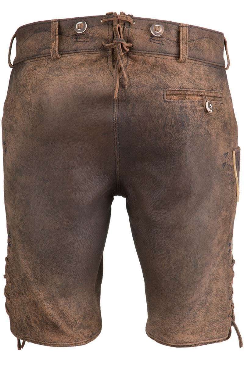 Kurze Lederhose mit Grtel braun geraucht 'Robert' Bild 2