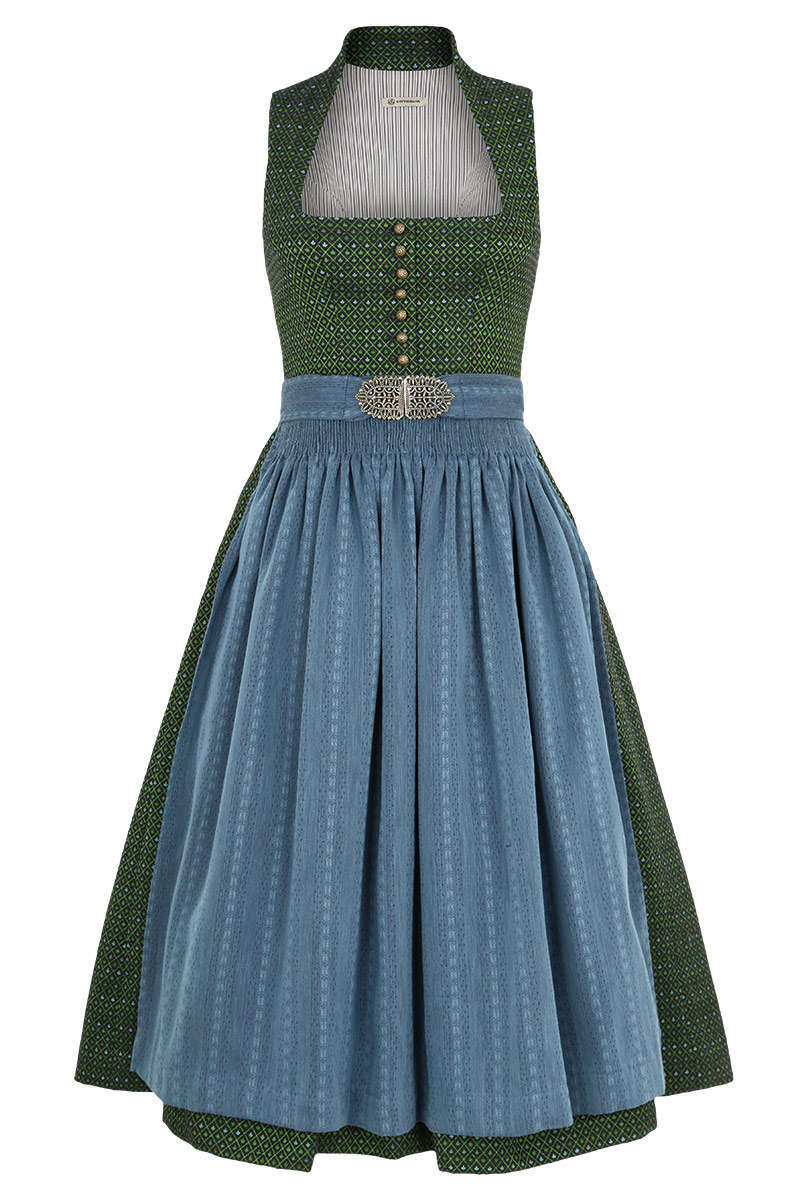 Midi Dirndl apfelgrn wasserfallblau