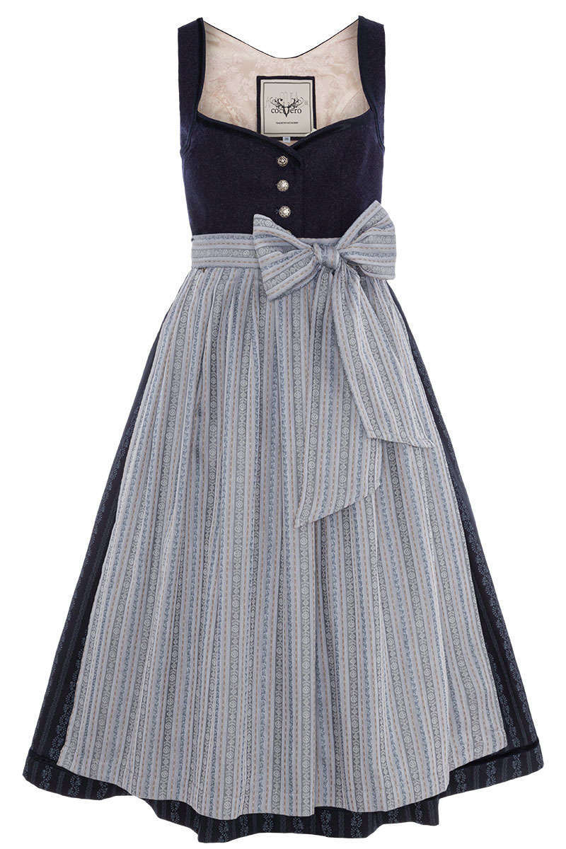 Midi Dirndl mit bayrischem Lodenmieder Phantom Blue