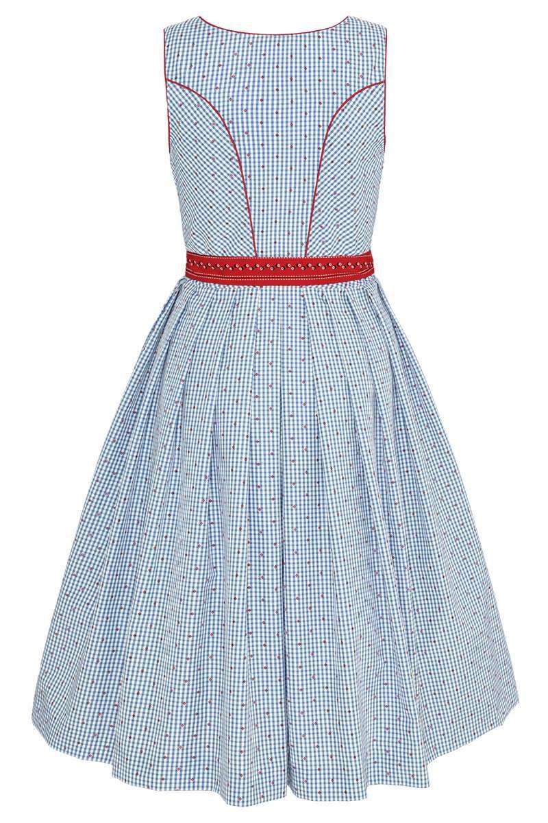 Wasch-Dirndl kariert hellblau rot Bild 2