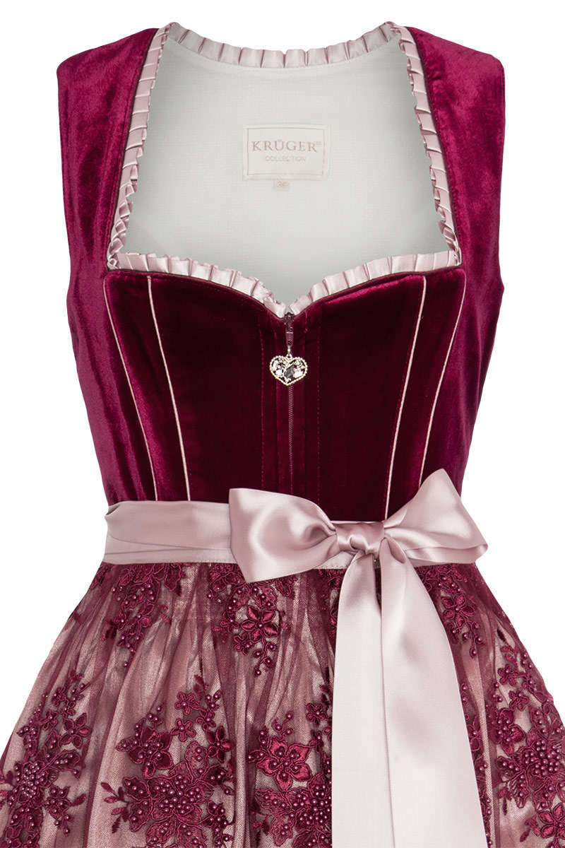 Midi-Dirndl Perlenschrze bordeaux Bild 2