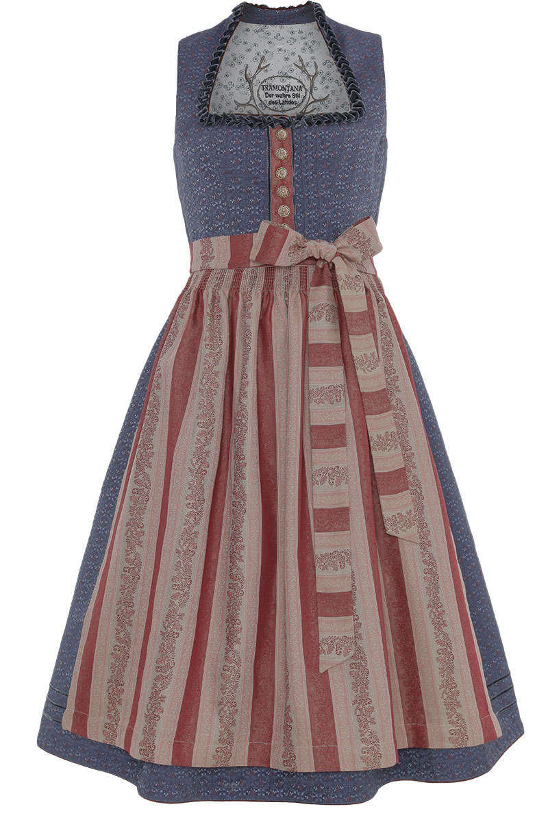 Midi Dirndl marine weinrot