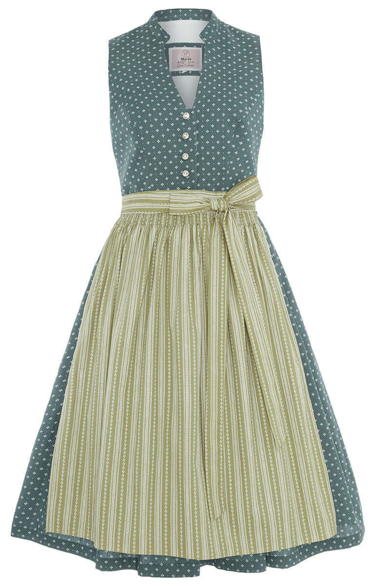 Waschdirndl Midi hochgeschlossen taubenblau moos