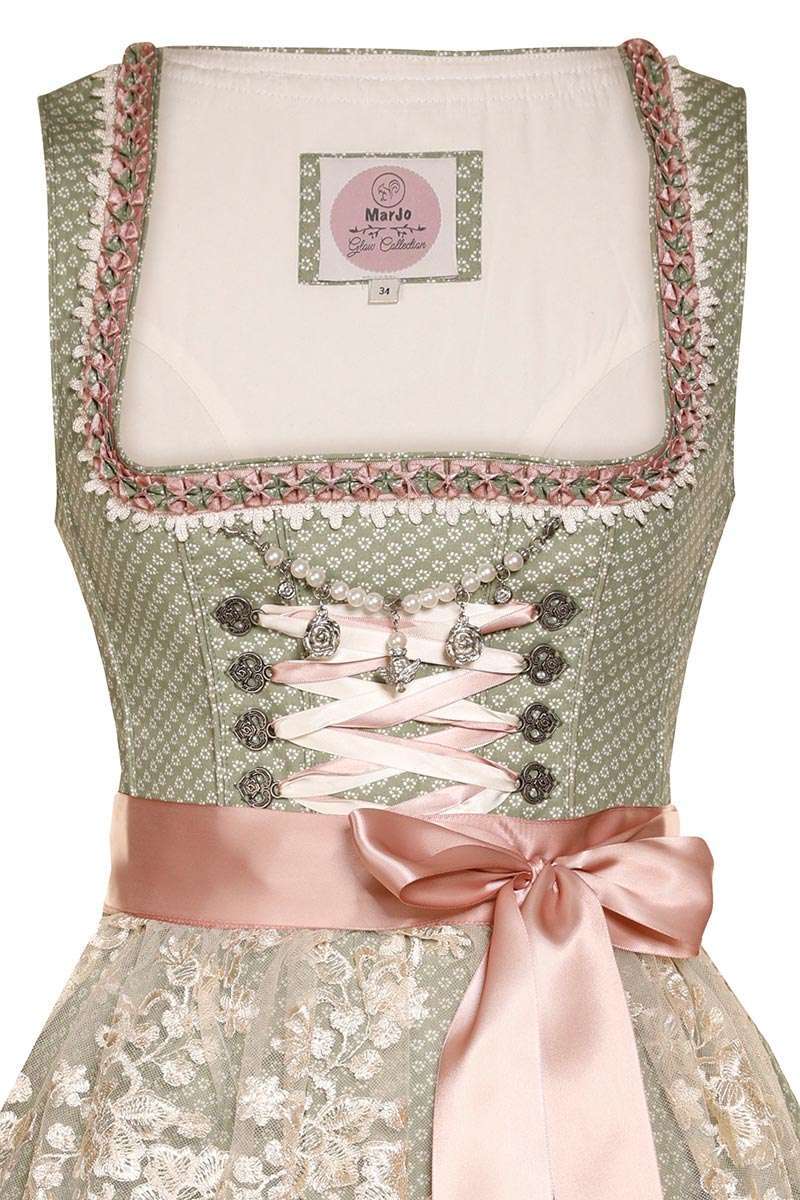 Mini Dirndl mit Spitzenschrze mint creme Bild 2